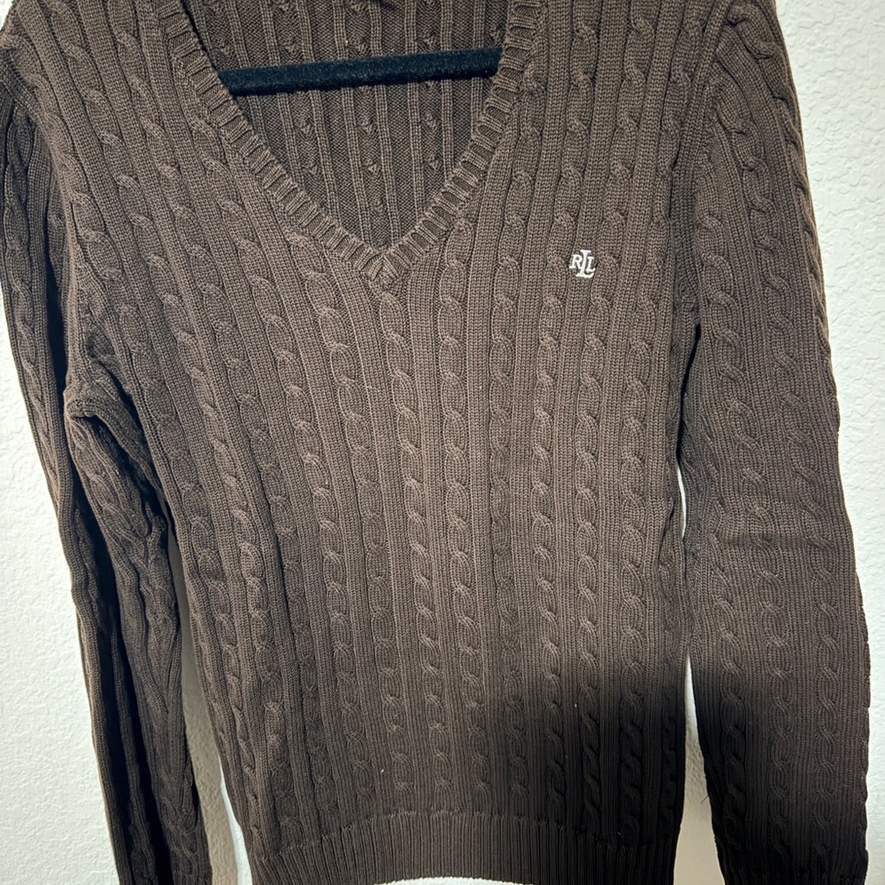 Lauren Ralph Lauren women’s Cozy Brown Knit Sweater - Picture 4 of 10